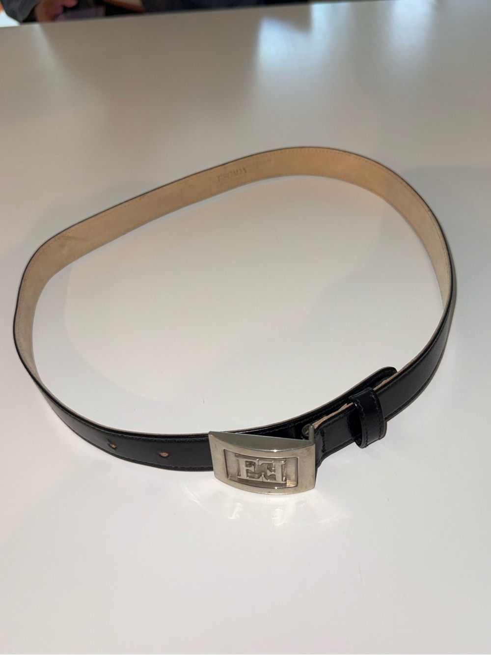 Escada Leather Belt with Silver Buckle